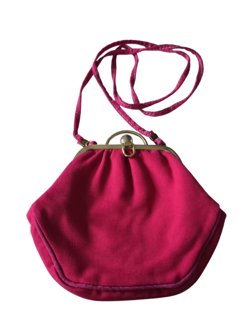 Vintage Italian Kiss-Lock Handbag Fuchsia Pink Woven Evening Bag Made in Italy